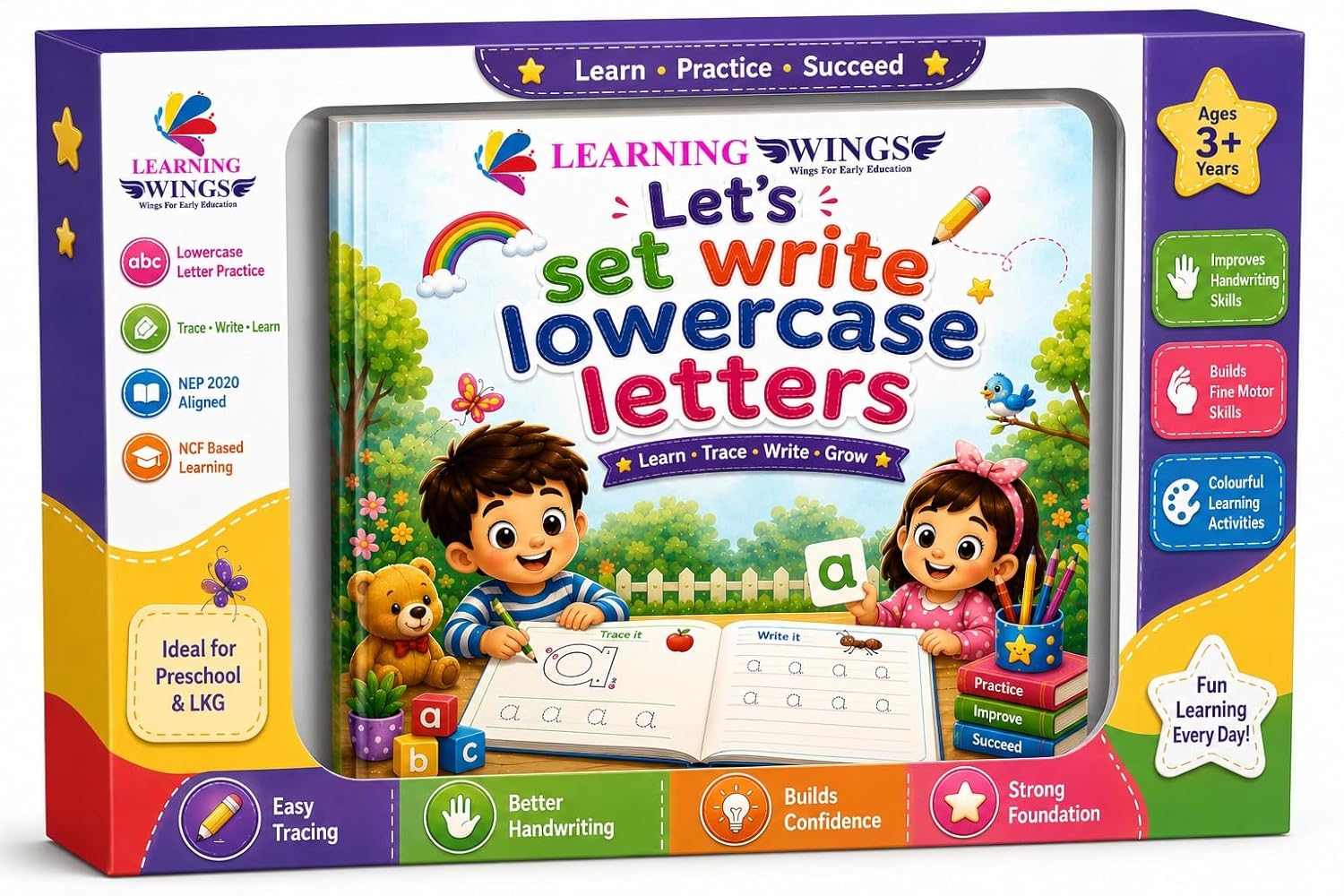 Let's Set Write Lowercase Letters, Trace and Write Book, Ages 3+, NEP 2020 Aligned, Preschool & LKG