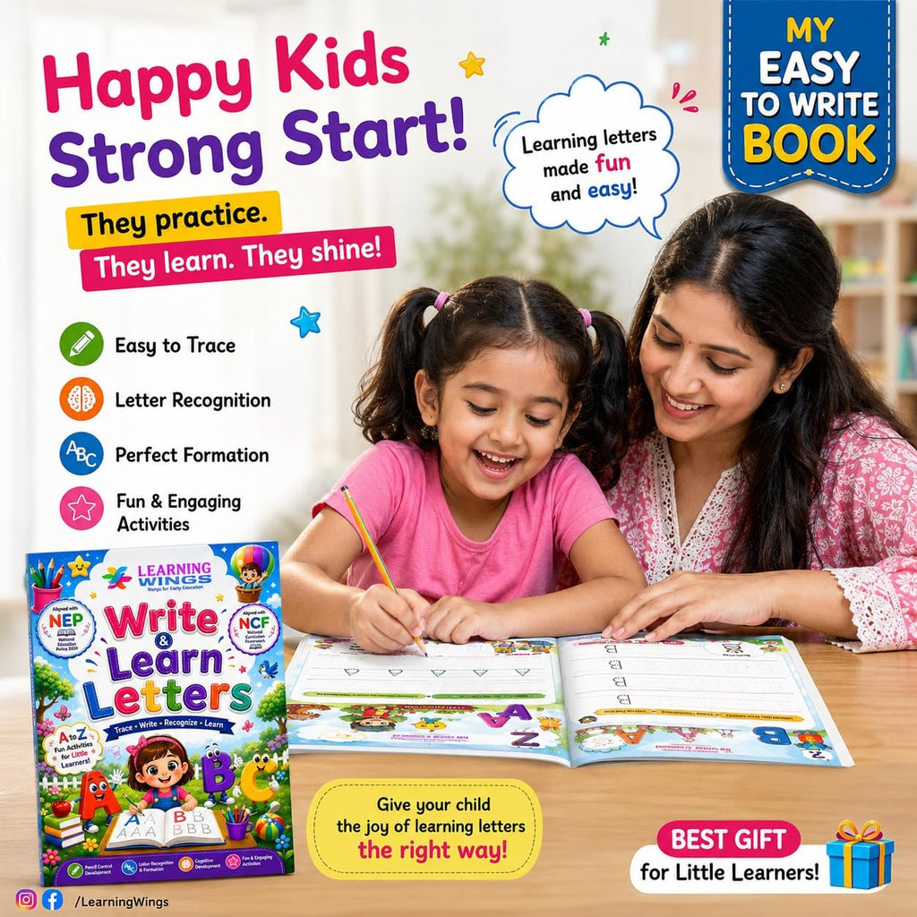 Learning Wings Write & Learn Letters Book for Kids 3-5 Years | Alphabet Tracing Workbook | Letter Recognition & Writing Practice | Easy-to-Trace Preschool Learning Book