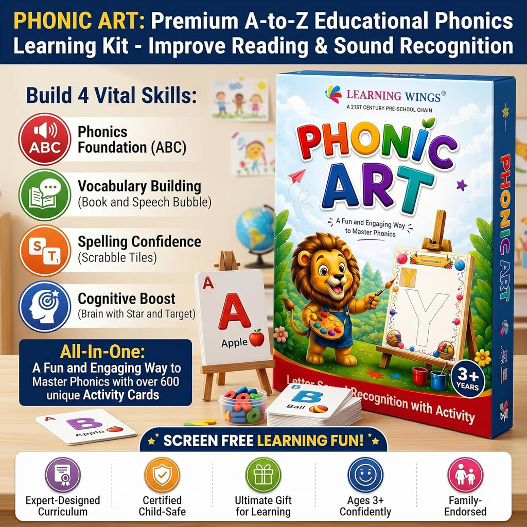 Phonics Ludo Game for Kids 3-7 Years | Learn Phonics, Letter Sounds, Blending, Reading & Vocabulary Through Play | Educational Board Game | Screen-Free Learning Toy