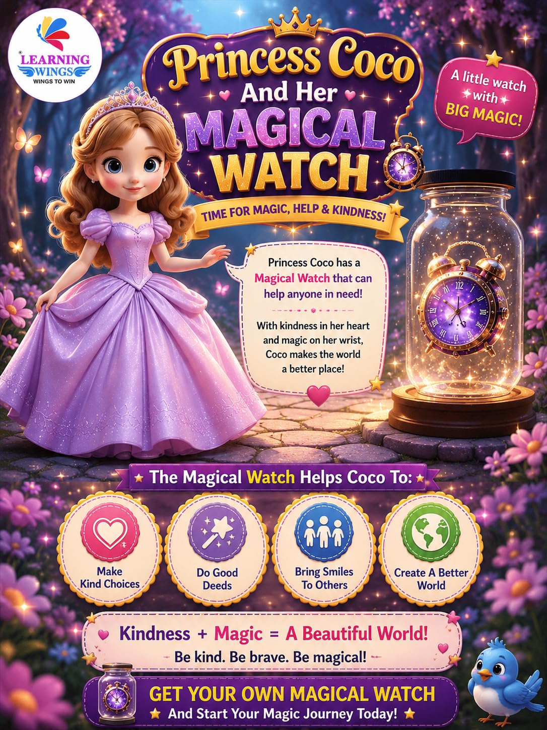 Children's Story Books Set of 5 | Princess and Magical Watch, Colour Fairy, Golden Bird, Jhilmil and Forest | Moral & Bedtime Stories for Kids 3-8 Yearset of 5 )