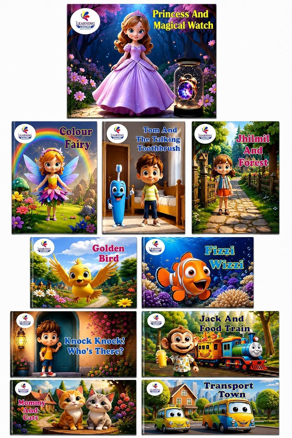 Children's Story Books Princess, Fairy, Animals, Transport Theme ( Set of 10 )