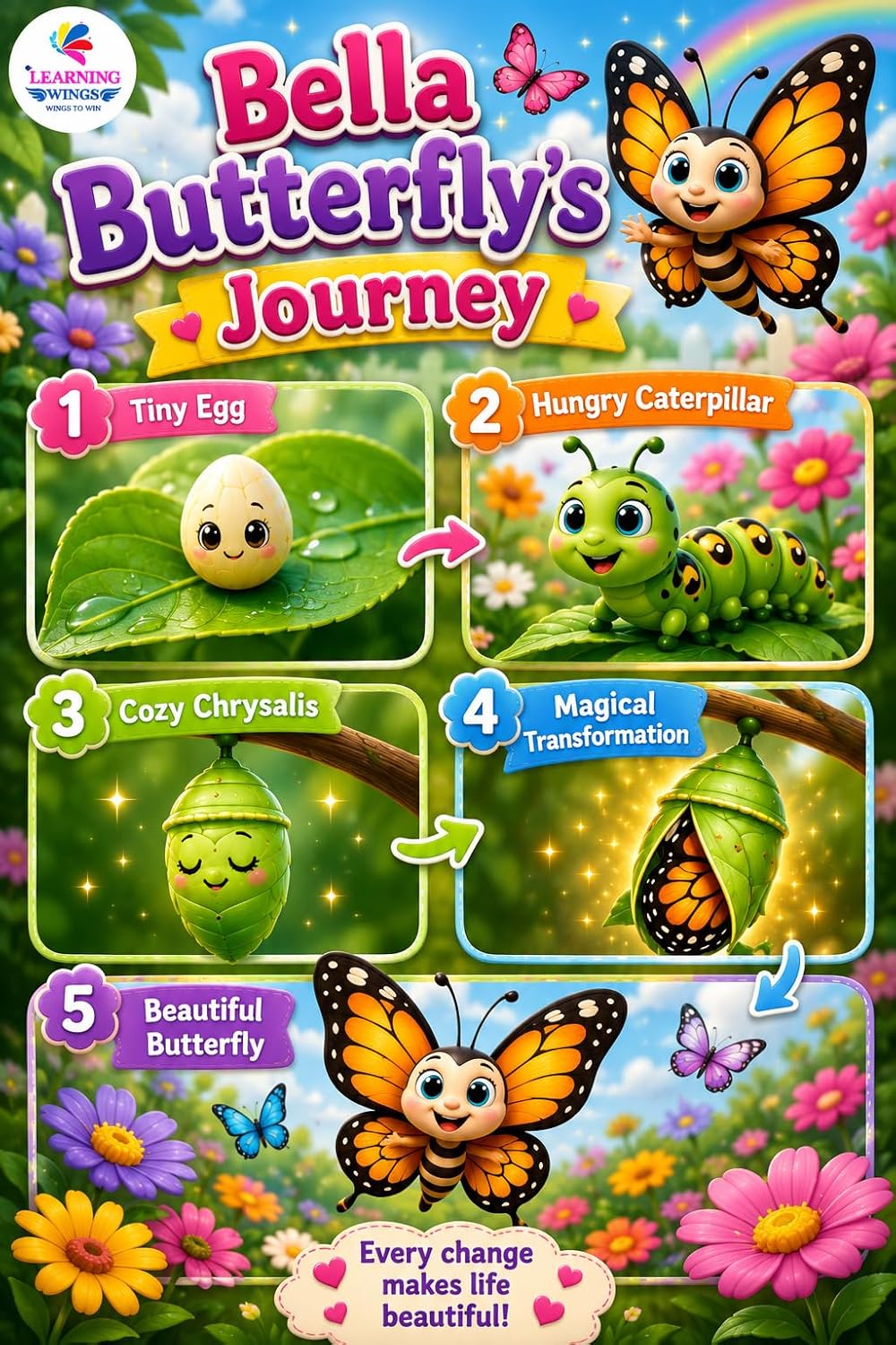 Children's Story Books Set of 5 for Ages 3-8 Years | Moral Stories, Reading & Imagination | Lion on Instagram, Super Wings, Fruit King, Shapes & Butterfly Story