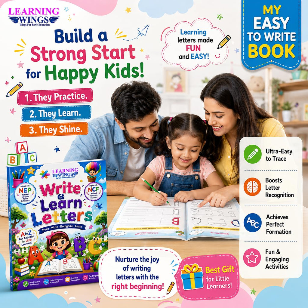 Learning Wings Write & Learn Letters Book for Kids 3-5 Years | Alphabet Tracing Workbook | Letter Recognition & Writing Practice | Easy-to-Trace Preschool Learning Book