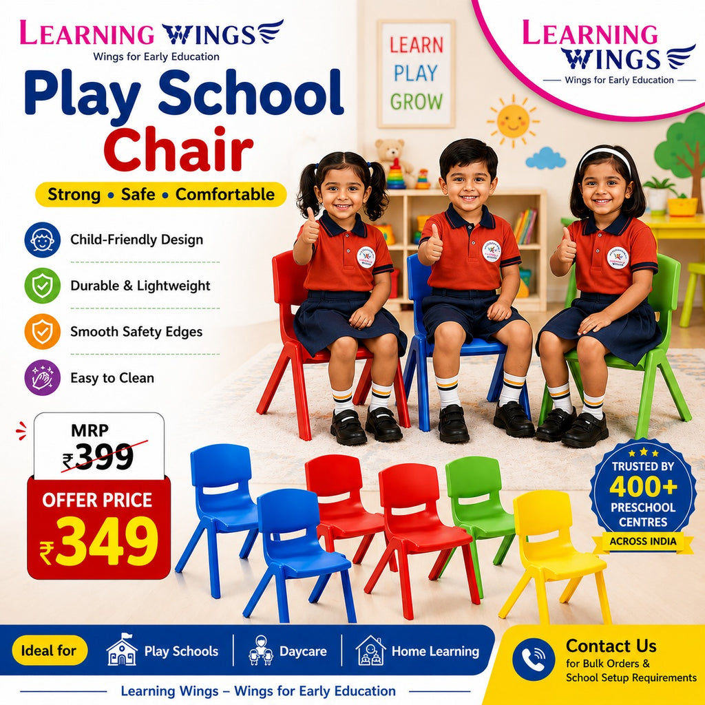 Learning Wings Play School Chair for Kids | Plastic Preschool Chair | Daycare & Kindergarten Furniture | Strong & Lightweight Children's Chair