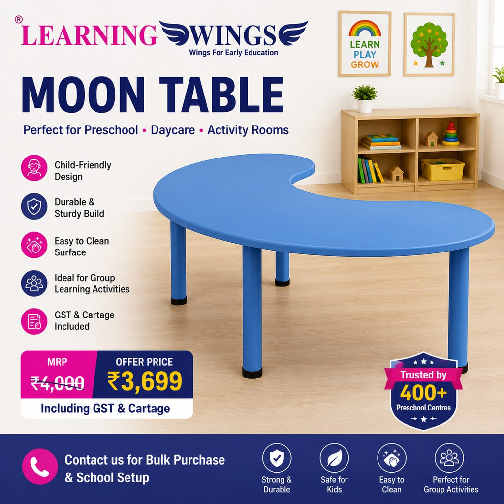 Learning Wings Moon Table for Kids | Preschool Activity Table | Daycare & Classroom Furniture | Child-Friendly Study & Play Table