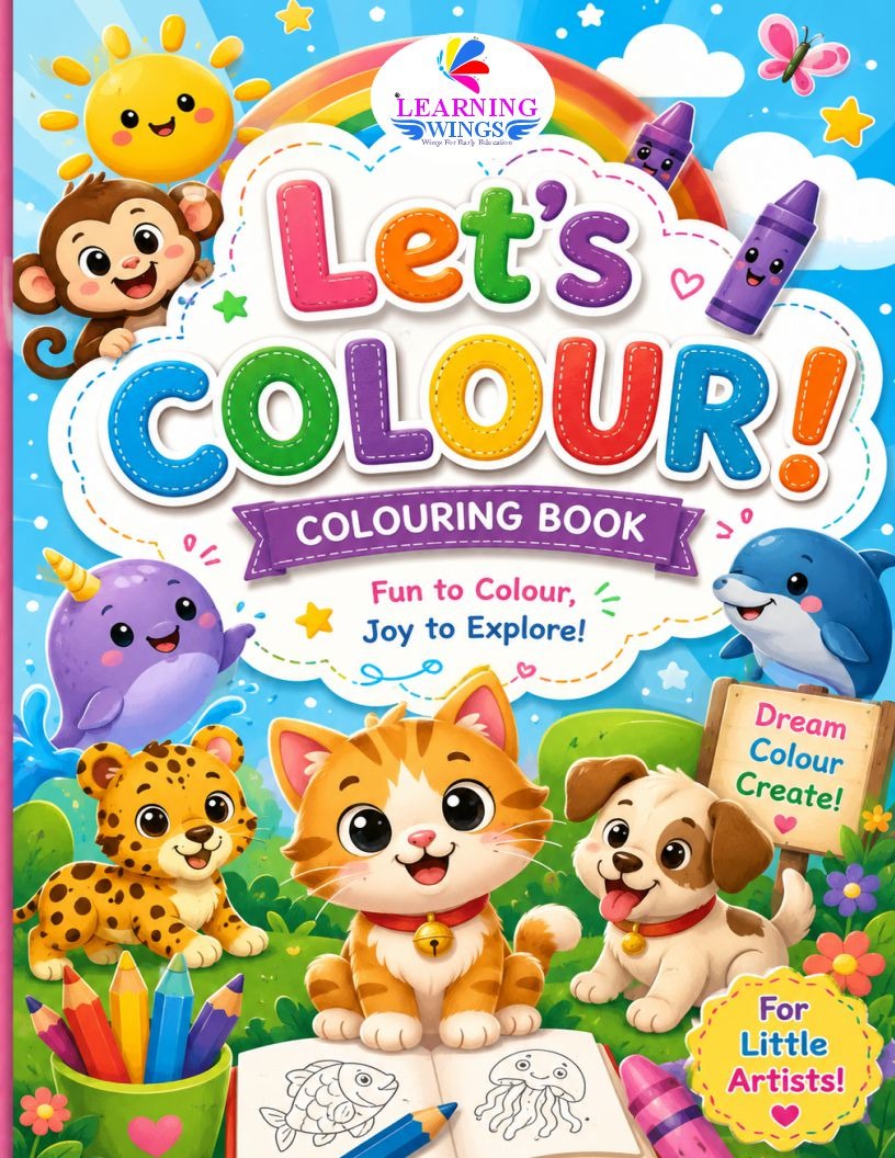 Let's Colour! Kids Creative Combo – Colouring Book (A4, 12 Pages) + Story Book (A5) + 13 Crayons | Organic & Screen-Free | Age 2–8 Years